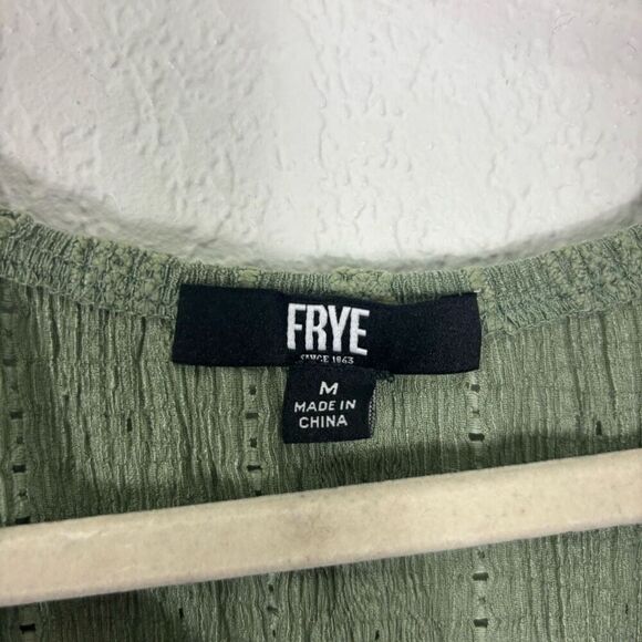 Frye Green Embroidered Patterned V Neck Long Sleeve Blouse Top Size Medium - Picture 5 of 6